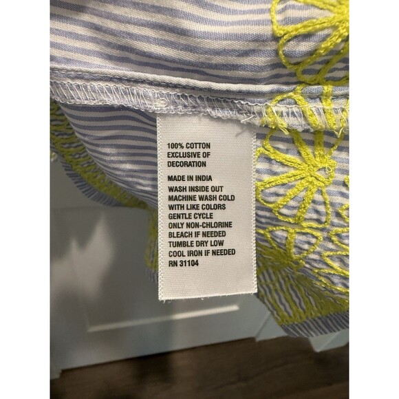 Women’s Crown & Ivy blue Striped eyelet top blouse long sleeve peplum Plus 2X - Picture 6 of 6